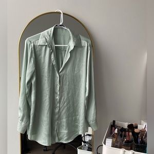 Zara flows satin effect shirt, light green, small